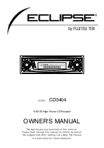 Предварительный просмотр 1 страницы Eclipse CD3404 Owner'S Manual