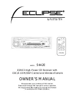 Предварительный просмотр 1 страницы Eclipse ESN E3 High-Power CD Receiver with CDC/E-COM/DSP Control and Wireless Remote Model: 54420 Owner'S Manual