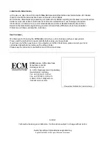 Preview for 2 page of ECM Manufacture 89250 User Manual