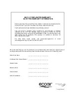 Preview for 29 page of Eco Air ECO1216SD Installation And Operation Manual