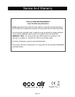 Preview for 16 page of Eco Air ECO20LDK User Manual