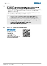 Предварительный просмотр 12 страницы Ecolab 249240 Operating Instructions Manual