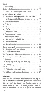 Preview for 16 page of Ecom Lite-Ex PL 10e Operating Instructions Manual