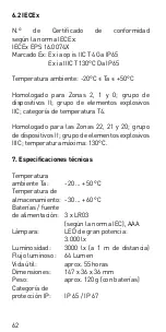 Preview for 62 page of Ecom Lite-Ex PL 10e Operating Instructions Manual