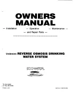 Preview for 1 page of EcoWater ERO292 Elite Owner'S Manual