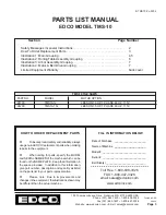 Предварительный просмотр 3 страницы Edco 24100 Part List Manual