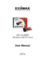 Edimax 802.11g MIMO Wireless LAN PC Card User Manual предпросмотр