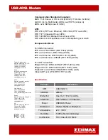 Предварительный просмотр 2 страницы Edimax USB ADSL Modem AR-7024Um Specifications