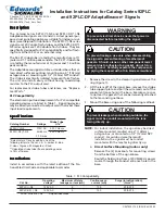 Preview for 1 page of Edwards Signals AdaptaBeacon 92PLC Series Installation Instructions