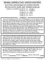 Preview for 1 page of EemaX EX023240 TC Installation Manual And Owner'S Manual