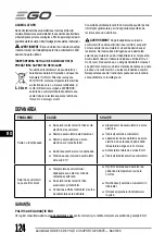 Предварительный просмотр 124 страницы Ego Power+ BAX1500 Operator'S Manual