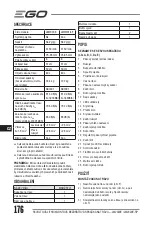 Предварительный просмотр 176 страницы Ego Power+ LM2020E Operator'S Manual