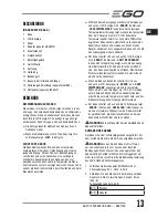 Предварительный просмотр 13 страницы EGO BAX1300 Operator'S Manual