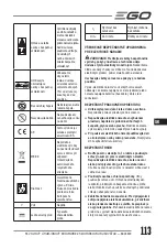 Preview for 113 page of EGO BCX3800 Operator'S Manual