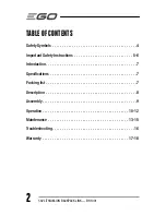 Предварительный просмотр 2 страницы EGO BH1001 Operator'S Manual