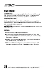 Предварительный просмотр 16 страницы EGO BHX1001 Operator'S Manual
