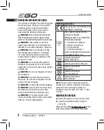 Preview for 2 page of EGO GV001E Operator'S Manual