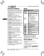 Предварительный просмотр 18 страницы EGO GV001E Operator'S Manual
