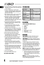 Preview for 4 page of EGO POWER NEXUS ESCAPE PAD1500E-D Operator'S Manual
