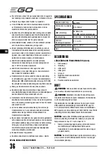 Preview for 36 page of EGO POWER NEXUS ESCAPE PAD1500E-D Operator'S Manual