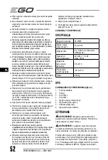 Preview for 52 page of EGO POWER NEXUS ESCAPE PAD1500E-D Operator'S Manual