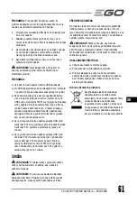 Preview for 61 page of EGO POWER NEXUS ESCAPE PAD1500E-D Operator'S Manual