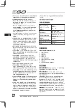 Предварительный просмотр 32 страницы EGO Power+ Nexus Escape PAD1500E Operator'S Manual