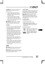Предварительный просмотр 57 страницы EGO Power+ Nexus Escape PAD1500E Operator'S Manual