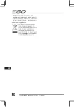 Предварительный просмотр 86 страницы EGO Power+ Nexus Escape PAD1500E Operator'S Manual