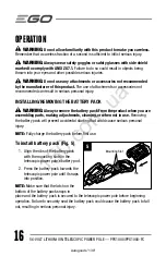 Preview for 17 page of EGO POWER PPX1000 Operator'S Manual