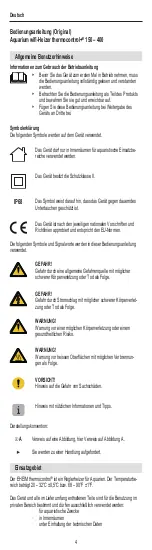 Preview for 4 page of EHEIM thermocontrol+ 150 Operating Manual