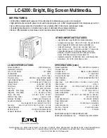 Eiki LC-6200 Specification Sheet предпросмотр