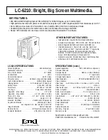 Eiki LC-6210 Specification Sheet предпросмотр