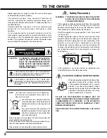 Предварительный просмотр 2 страницы Eiki LC-XT9 Owner'S Instruction Manual