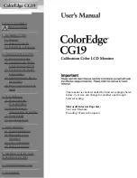 Preview for 1 page of Eizo ColorEdge CG19 User Manual