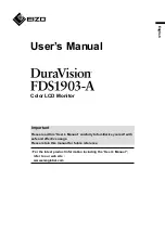 Preview for 1 page of Eizo DuraVision FDS1903-A User Manual