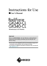 Eizo RadiForce GX240-CL Instructions For Use Manual предпросмотр