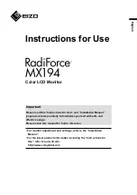 Предварительный просмотр 1 страницы Eizo RadiForce MX194 Instructions For Use Manual