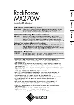 Предварительный просмотр 1 страницы Eizo RadiForce MX270W Instructions For Use Manual