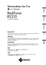 Eizo RadiForce RS210 Instructions For Use Manual предпросмотр