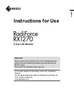 Eizo RadiForce RX1270 Instructions For Use Manual предпросмотр