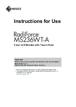 Eizo RediForce MS236WT-A Instructions For Use Manual предпросмотр