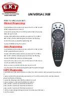 Preview for 1 page of EKT UNIVERSAL 908 Programing Manual