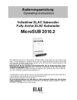 ELAC MicroSUB 2010.2 Operating Instructions Manual preview