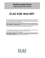 ELAC SUB 2040 ESP Operating Instructions Manual preview