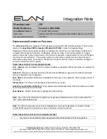 Preview for 1 page of Elan g! Integration Note