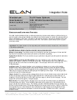 Предварительный просмотр 1 страницы Elan HHR HR10 Integration Note