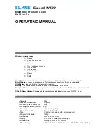 Preview for 1 page of Elane Exceed W 500 Operating Manual