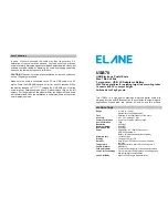 Elane USB70 Operating Instructions preview