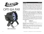 Elation OPTI QA PAR User Instructions предпросмотр